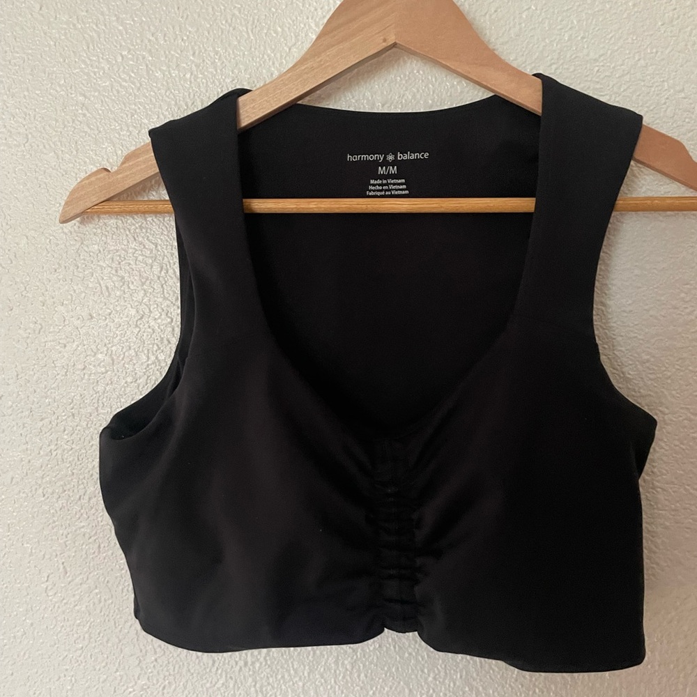 Harmony & Balance Black Women Lightly Padded Sports Bra Workout Size Medium